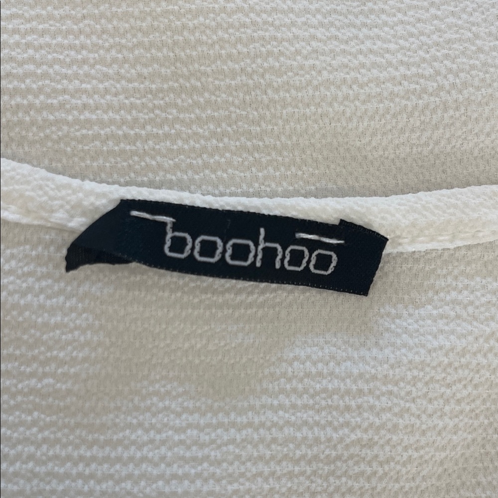 Boohoo from ASOS Classic Off White Flute Long Sleeve Woven Blouse EUC Size Small - Picture 7 of 8